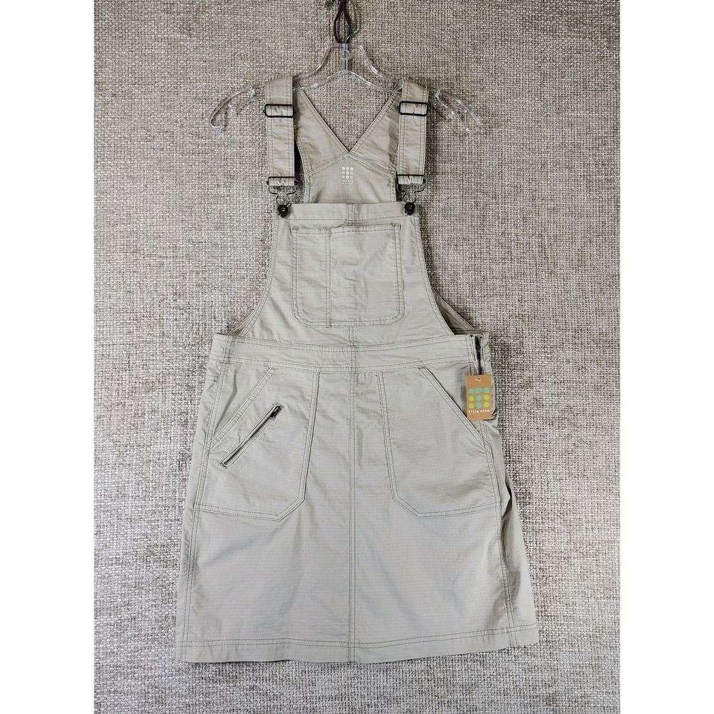 Title Nine Scout Overall Dress Jumper Womens S Beige Utility Skirt Ripstop NWT